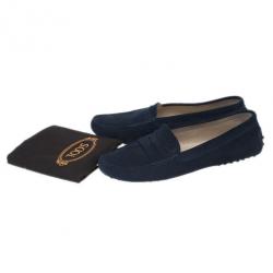 Pre Owned Tod's Black Suede Gommini Moccasin Driving Loafers Size 40