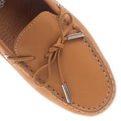 Pre Owned Tod's Beige Leather Bow Loafers Size 38.5