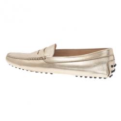 Pre Owned حذاء تودز "جوميني" بيني لوفر جلد ذهبي مقاس 39