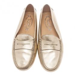 Pre Owned حذاء تودز "جوميني" بيني لوفر جلد ذهبي مقاس 39