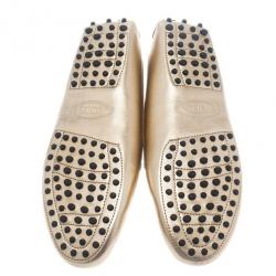 Pre Owned حذاء تودز "جوميني" بيني لوفر جلد ذهبي مقاس 39