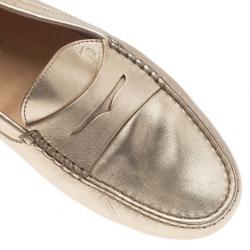 Pre Owned حذاء تودز "جوميني" بيني لوفر جلد ذهبي مقاس 39