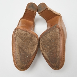 Tod's Beige Leather Block Heel Mules Size 36