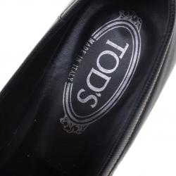 Tod's Black Leather Fringe Loafer Pumps Size 36.5