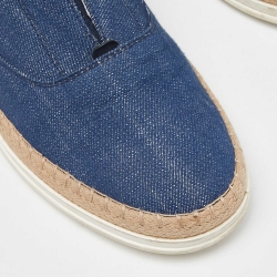 Tod's Blue Denim Francesina Slip On Espadrille Sneakers Size 36.5