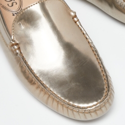 Pre Owned Tod's Gold Leather Slip On Loafers Size 40