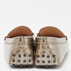 Pre Owned Tod's Gold Leather Slip On Loafers Size 40