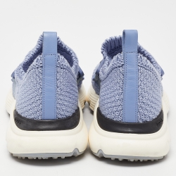 Pre Owned Tod's Blue Woven Fabric And Leather Catena Slip On Sneakers Size 38