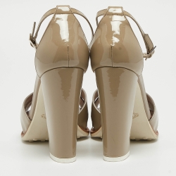 Tod's Grey Patent Leather Ankle Strap Sandals Size 38