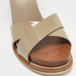Tod's Grey Patent Leather Ankle Strap Sandals Size 38