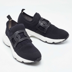 Pre Owned Tod's Black Knit Fabric Slip On Sneakers Size 38.5