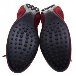 Pre Owned حذاء باليرينا فلات تودز سويدي عنابي بفيونكة مقاس 38