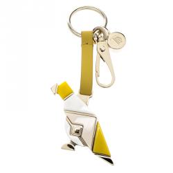 Tod's Parrot Yellow Leather Plexiglass Gold Tone Key Ring