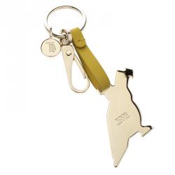 Tod's Parrot Yellow Leather Plexiglass Gold Tone Key Ring