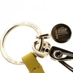 Tod's Parrot Yellow Leather Plexiglass Gold Tone Key Ring