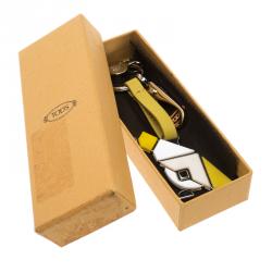 Tod's Parrot Yellow Leather Plexiglass Gold Tone Key Ring