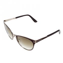 Pre Owned Tom Ford Brown TF373 Nina Cat Eye Sunglasses 