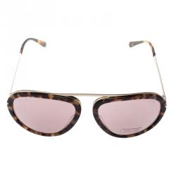 Pre Owned Tom Ford Brown Havana TF 452 Stacy Aviator Sunglasses