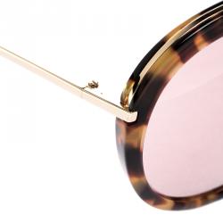 Pre Owned Tom Ford Brown Havana TF 452 Stacy Aviator Sunglasses