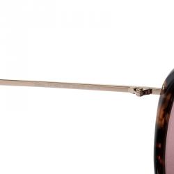 Pre Owned Tom Ford Brown Havana TF 452 Stacy Aviator Sunglasses