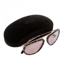Pre Owned Tom Ford Brown Havana TF 452 Stacy Aviator Sunglasses