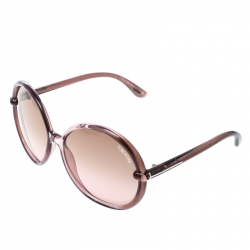 Pre Owned نظارة شمسية توم فورد TF 167 كاثلين بنفسجي فاتح مستديرة كبيرة