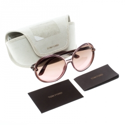 Pre Owned نظارة شمسية توم فورد TF 167 كاثلين بنفسجي فاتح مستديرة كبيرة