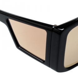 Pre Owned Tom Ford Black/ Blue Gold Mirrored TF 710 Atticus Square Shield Sunglasses