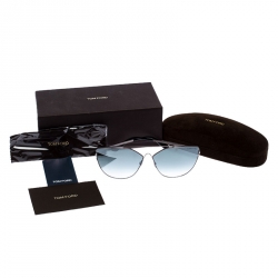 Pre Owned Tom Ford Gunmetal Tone/ Blue Gradient TF563 Jacquelyn Cat Eye Sunglasses