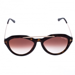 Pre Owned Tom Ford Brown Tortoise Gradient Lisa Sunglasses