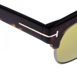 Pre Owned Tom Ford Brown/Green Tortoise Harry-02 Half Rim Sunglasses