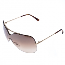 Pre Owned Tom Ford Brown Mirrored Gradient TF519 Ondria Shield Sunglasses