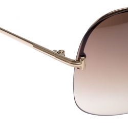 Pre Owned Tom Ford Brown Mirrored Gradient TF519 Ondria Shield Sunglasses