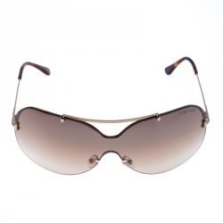 Pre Owned Tom Ford Brown Mirrored Gradient TF519 Ondria Shield Sunglasses
