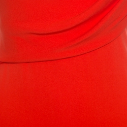 Tom Ford Red Silk Draped Power Shoulder Sleeveless Evening Gown L