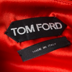 Tom Ford Red Silk Draped Power Shoulder Sleeveless Evening Gown L