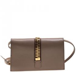 Pre Owned Tom Ford Beige Leather Sedgwick Zip Clutch 