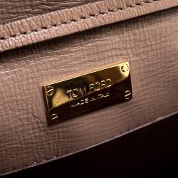 Pre Owned Tom Ford Beige Leather Sedgwick Zip Clutch 