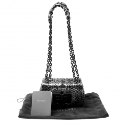 Pre Owned Tom Ford Metallic Grey Python Natalia Shoulder Bag