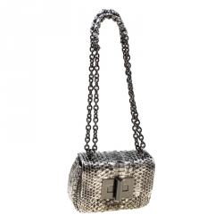 Pre Owned Tom Ford Metallic Grey Python Natalia Shoulder Bag