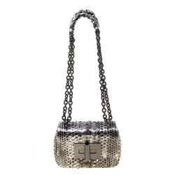 Pre Owned Tom Ford Metallic Grey Python Natalia Shoulder Bag