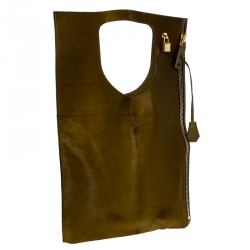 Tom Ford Olive Calf Hair Alix Padlock/Zip Shoulder Bag