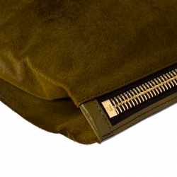Tom Ford Olive Calf Hair Alix Padlock/Zip Shoulder Bag