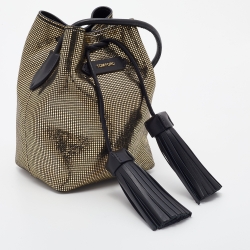 Tom Ford Gold Leather Tassel Drawstring Bucket Bag