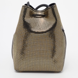 Tom Ford Gold Leather Tassel Drawstring Bucket Bag
