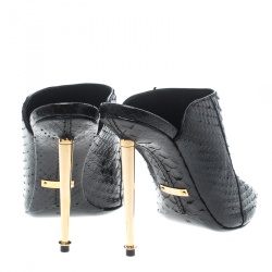 Tom Ford Black Python Leather Peep Toe Mules Size 38