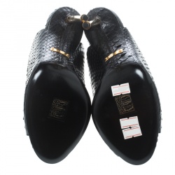 Tom Ford Black Python Leather Peep Toe Mules Size 38