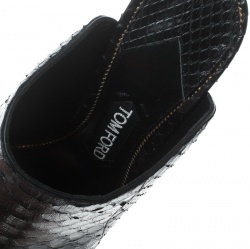 Tom Ford Black Python Leather Peep Toe Mules Size 38