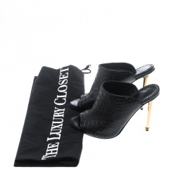 Tom Ford Black Python Leather Peep Toe Mules Size 38