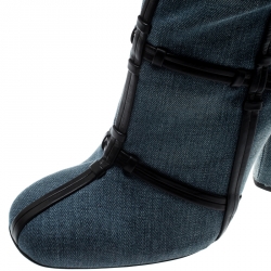Tom Ford Denim And Leather Trim Patchwork Knee Length Boots Size 40.5